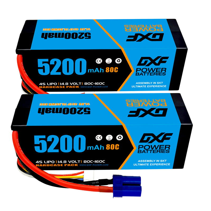 (FR)DXF Lipo Battery 4S 14.8V 5200MAH 80C  lipo Hardcase with  EC5 Plug for Rc 1/8 1/10 Buggy Truck Car Off-Road Drone