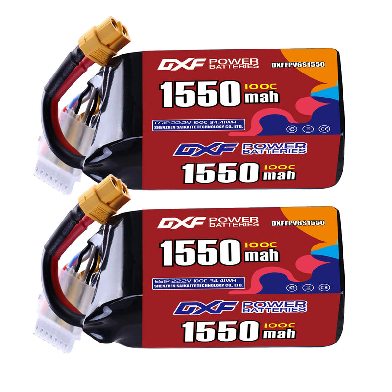 DXF 1550mAh 6S 100C 22.2V Lipo Battery Pack for FPV LiPo Battery