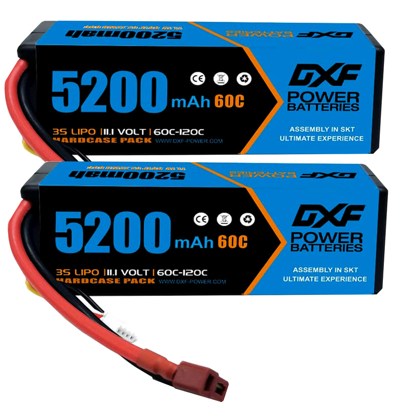 (CA)DXF Lipo Battery 3S 11.1V 5200MAH 60C Blue Series lipo Hardcase with Deans Plug for Rc 1/8 1/10 Buggy Truck Car Off-Road Drone