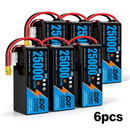 DXF 6S 22.2V 25000mAh 10C Soft Case LiPo Battery with 8AWG Wire for Toy Cars, Boats, UAVs & Drones (1-6 Pack)