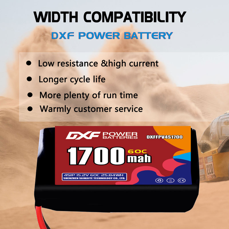 DXF 1700mAh 4S 60C 15.2V Lipo Battery Pack for FPV LiPo Battery