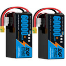 DXF SEMI-SOLID 12S 44.4V 60000mAh 5C Soft Case LiPo Battery with 8AWG Wire for Toy Cars, Boats, UAVs & Drones (1-6 Pack)