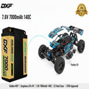 DXF LiPo Battery 2S2P HV 7.6V 7000mAh 140C Graphene NGP Plus Gold Version with 5mm Bullet / EC5 / T / TRX / XT60 / XT90 / XT150 / Q8s Plug for RC 1/10 1/8 Scale Car Racing