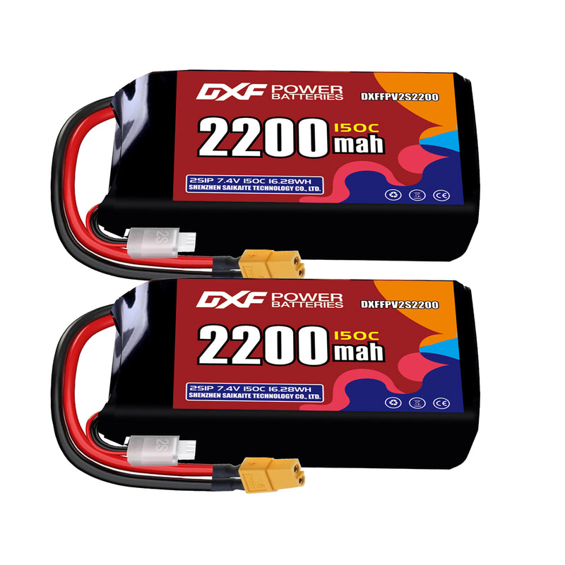 DXF 2200mAh 2S 150C 7.4V Lipo Battery Pack for FPV LiPo Battery