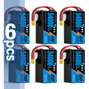 DXF 6S 22.2V 54000mAh 5C Soft Case LiPo Battery with 8AWG Wire for Toy Cars, Boats, UAVs & Drones (1-6 Pack)