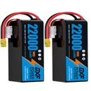 DXF LiPo Battery 6S 22.2V 22000mAh 100C Graphene Softcase Blue with EC5 / T / TRX / XT60 / XT90 / XT150 / Q8s Plug for RC 1/8 1/10 Buggy Truck Car Off-Road Drone