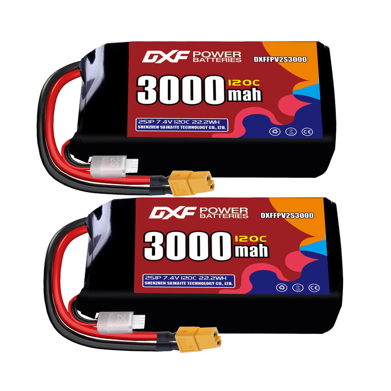 DXF 3000mAh 2S 120C 7.4V Lipo Battery Pack for FPV LiPo Battery