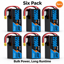 DXF 6S 22.8V 22000mAh 100C Soft Case LiPo Battery with 8AWG Wire for Toy Cars, Boats, UAVs & Drones (1-6 Pack)