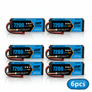 DXF BLUE Series 3S 11.1V 7200mAh 100C Graphene Hardcase LiPo Battery with Deans/T-Plug & 10AWG Wire (1-6 Pack)