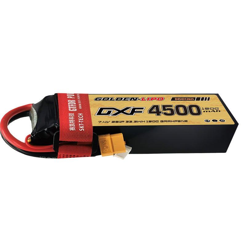 (CN)DXF 2S Lipo Battery 7.4V 150C 4500mAh Soft Case Battery with EC5 XT90 Connector for Car Truck Tank RC Buggy Truggy Racing Hobby