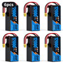 DXF 6S 22.8V 12000mAh 100C Soft Case LiPo Battery with 8AWG Wire for Toy Cars, Boats, UAVs & Drones (1-6 Pack)