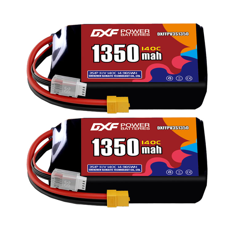 DXF 1350mAh 3S 140C 11.1V Lipo Battery Pack for FPV LiPo Battery