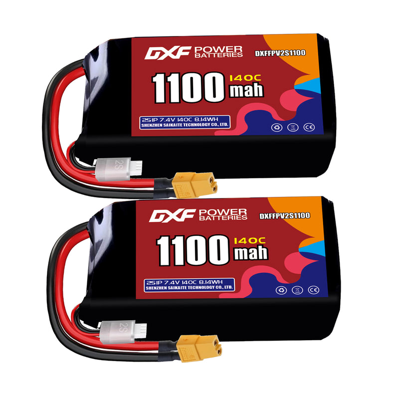 DXF 1100mAh 2S 140C 7.4V Lipo Battery Pack for FPV LiPo Battery