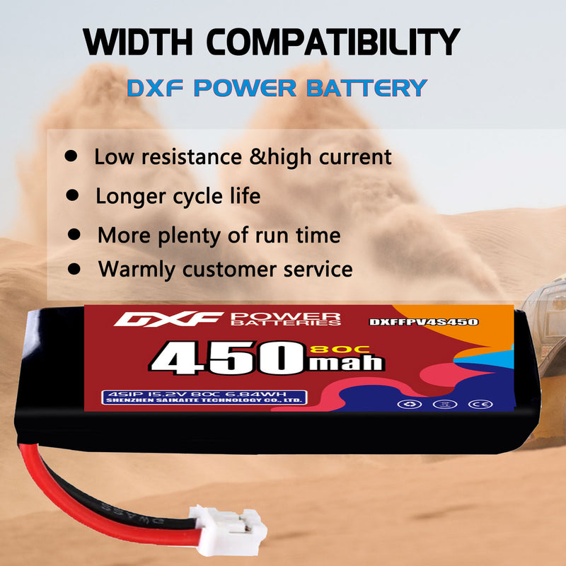 DXF 450mAh 4S 80C 14.8V Lipo Battery Pack for FPV LiPo Battery
