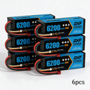 DXF 3S 11.1V 6200mAh 80C Graphene Hardcase LiPo Battery with Deans/T-Plug & 10AWG Wire (1-6 Pack)