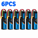 DXF 6S 22.2V 7000mAh 100C Softcase LiPo Battery with XT90 & 10AWG Wire for 1/8 RC Cars (1-6 Pack)