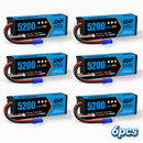 DXF 4S 14.8V 5200mAh 80C BLUE Series Graphene LiPo Hardcase Battery with 10AWG EC5 Plug for 1/8 1/10 RC Car Truck Boat Drone (1-6 Pack Available)