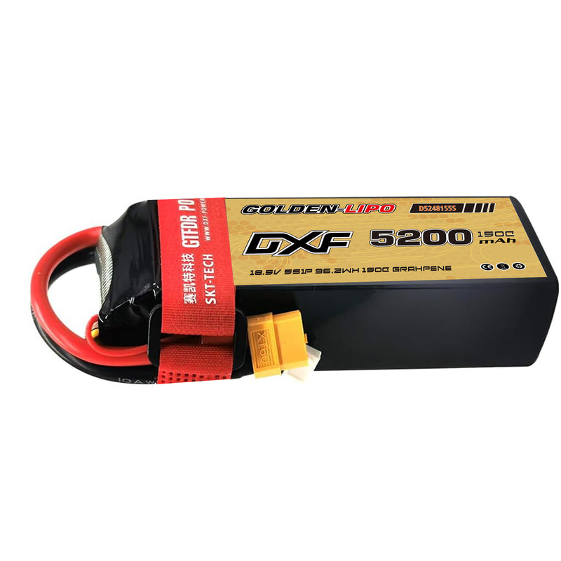 (CN)DXF 5S Lipo Battery 18.5V 150C 5200mAh Soft Case Battery with EC5 XT90 Connector for Car Truck Tank RC Buggy Truggy Racing Hobby