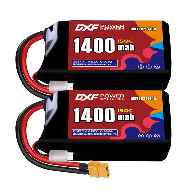DXF 1400mAh 2S 150C 7.4V Lipo Battery Pack for FPV LiPo Battery