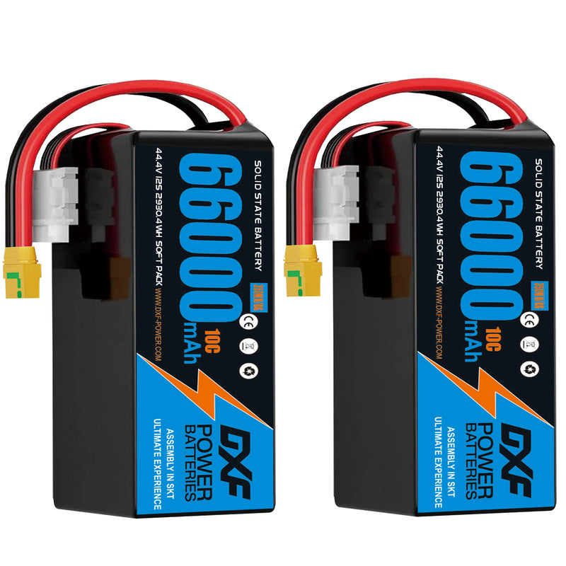 (CN)DXF 12S Lipo Battery 44.4V 10C 66000mAh Soft Case Battery  for Drone UAV FPV Car Truck Tank RC Semi solidstate Battery Racing Hobby