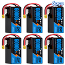 DXF SEMI-SOLID 12S 44.4V 60000mAh 10C Soft Case LiPo Battery with 8AWG Wire for Toy Cars, Boats, UAVs & Drones (1-6 Pack)
