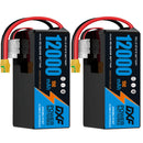 DXF SEMI-SOLID 12S 44.4V 12000mAh 15C Soft Case LiPo Battery with 8AWG Wire for Toy Cars, Boats, UAVs & Drones (1-6 Pack)