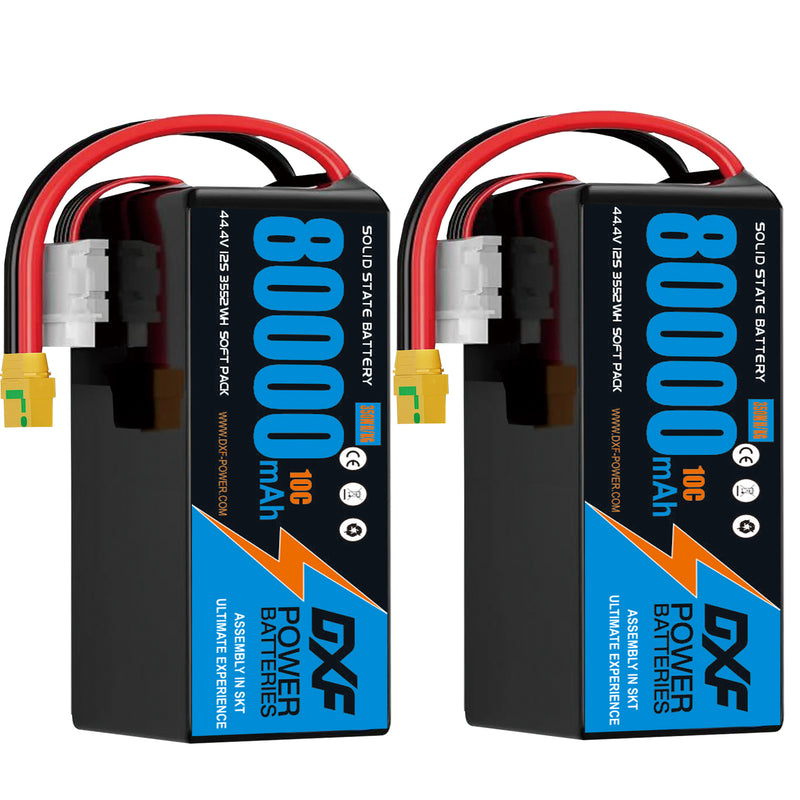 (CN)DXF 12S Lipo Battery 44.4V 10C 80000mAh Soft Case Battery  for Drone UAV FPV Car Truck Tank RC Buggy Truggy Racing Hobby Semi solidstate battery