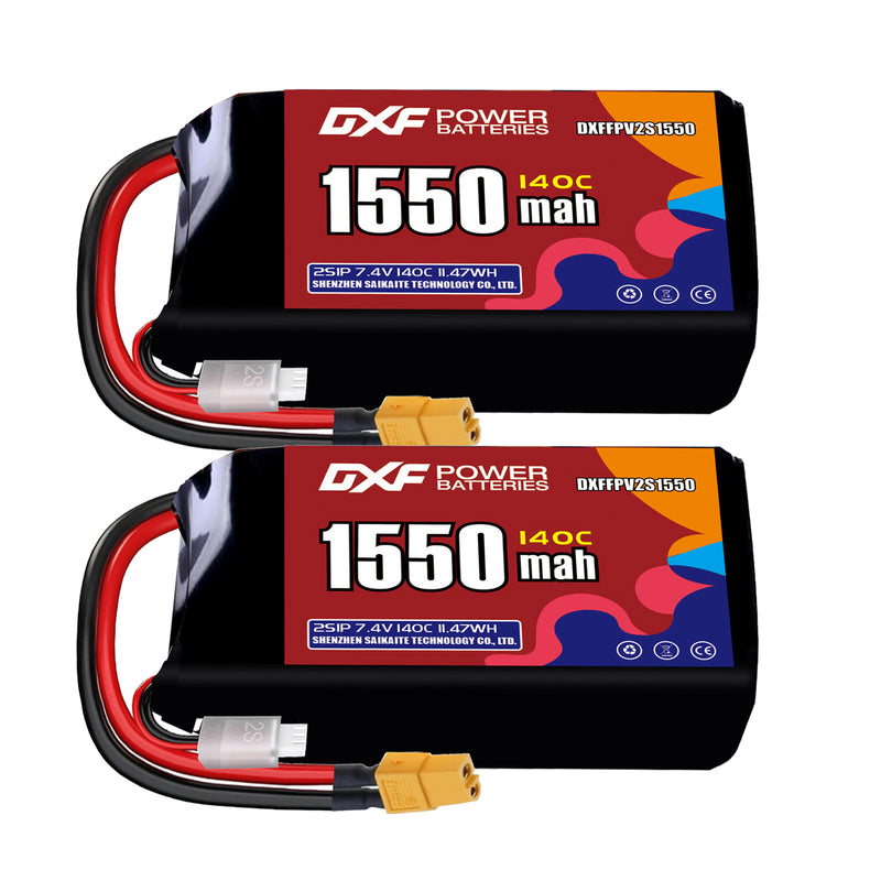 DXF 1550mAh 2S 140C 7.4V Lipo Battery Pack for FPV LiPo Battery