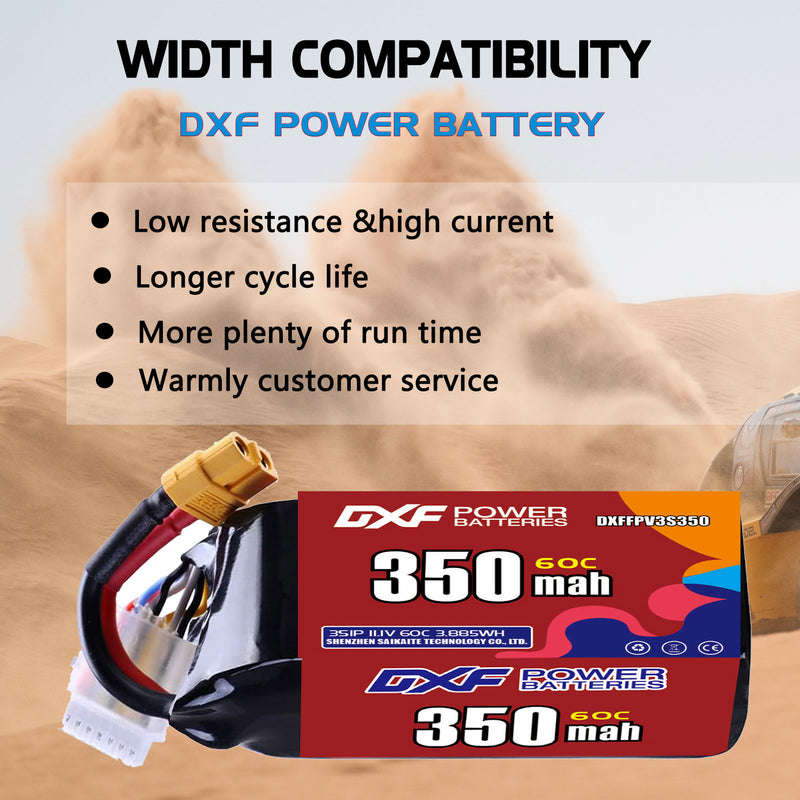 DXF 350mAh 3S 60C 11.1V Lipo Battery Pack for FPV LiPo Battery