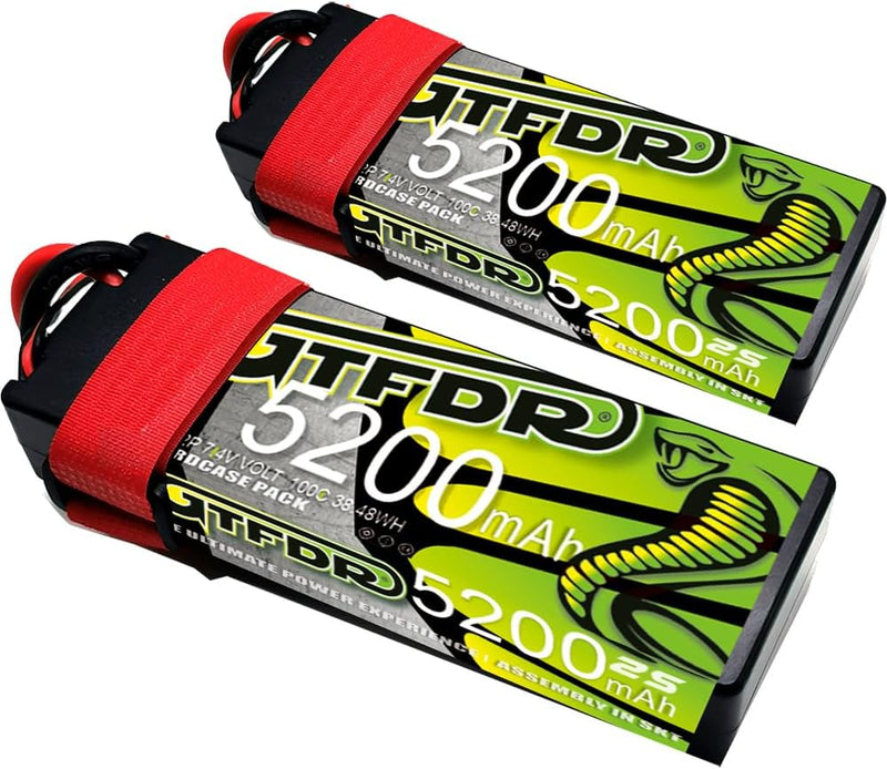 (JP)GTFDR Lipo Battery 2S 7.4V 5200MAH 100C  lipo Hardcase with  DEANS/T Plug for Rc 1/8 1/10 Buggy Truck Car Off-Road Drone