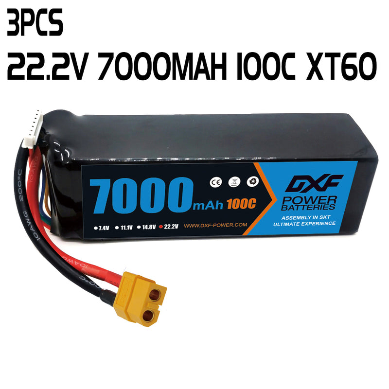 (PL)DXF 6S Lipo Battery 22.2V 100C 7000mAh Soft Case Battery with xt60 Connector for Car Truck Tank RC Buggy Truggy Racing Hobby