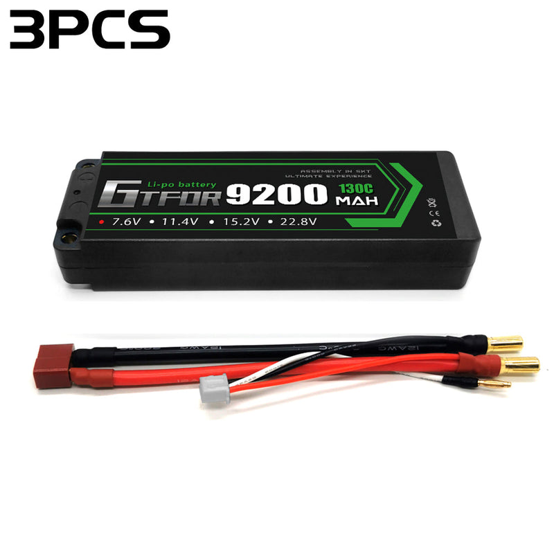 (IT) GTFDR 2S 7.6V Lipo Battery 130C 9200mAh with 5mm Bullet for RC 1/8 Vehicles Car Truck Tank Truggy Competition Racing Hobby