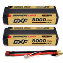DXF 2S 7.4V 8000mAh 130C Golden NGP Graphene LiPo Hardcase Battery with 12AWG 5mm Bullet to Deans Plug for 1/8 1/10 RC Car Truck Boat Drone (1-6 Pack Available)