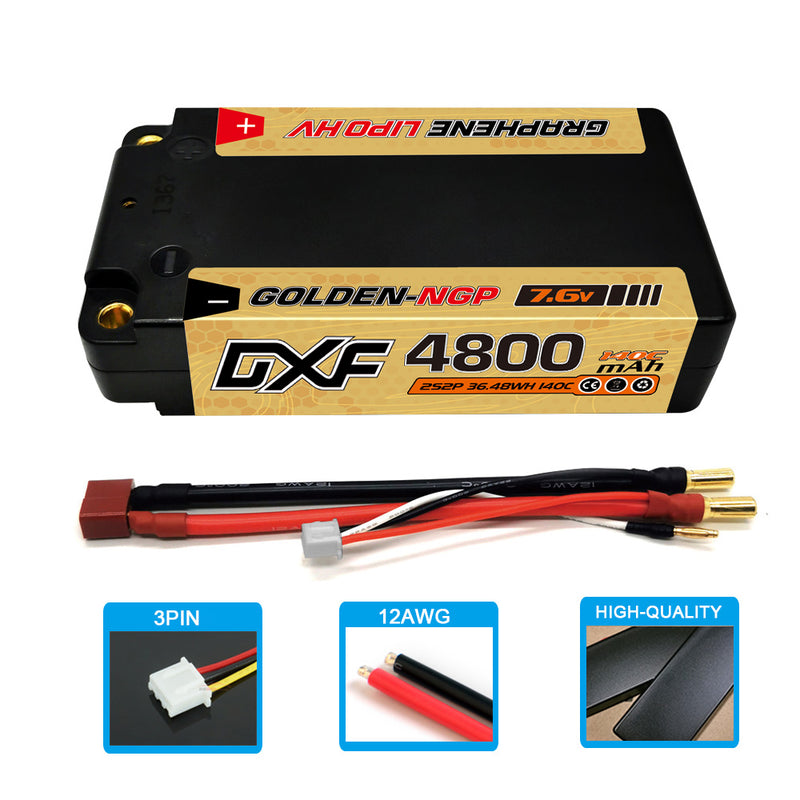 (JP)DXF 2S ショーティー リポバッテリー 7.6V 140C 4800mAh 5mm Tプラグ ハードケース 1/10 バギー トラギー オフロード ボート 車 トラック レーシング ヘリコプター用