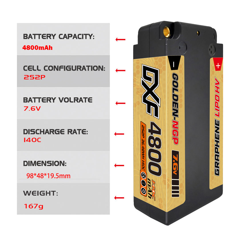 (JP)DXF 2S ショーティー リポバッテリー 7.6V 140C 4800mAh 5mm Tプラグ ハードケース 1/10 バギー トラギー オフロード ボート 車 トラック レーシング ヘリコプター用
