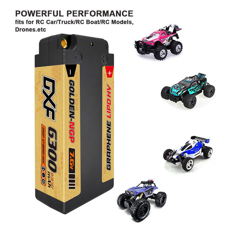 (JP)DXF 2S ショーティー リポバッテリー 7.6V 140C 6300mAh 5mm Tプラグ ハードケース 1/10 バギー トラギー オフロード ボート 車 トラック レーシング ヘリコプター用