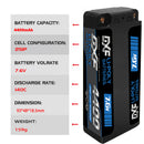 DXF LiPo Battery 2S HV 7.6V 4400mAh 140C Graphene Gray with 5mm Bullet / EC5 / T / TRX / XT60 / XT90 / XT150 / Q8s Plug for RC 1/10 Touring Car Racing