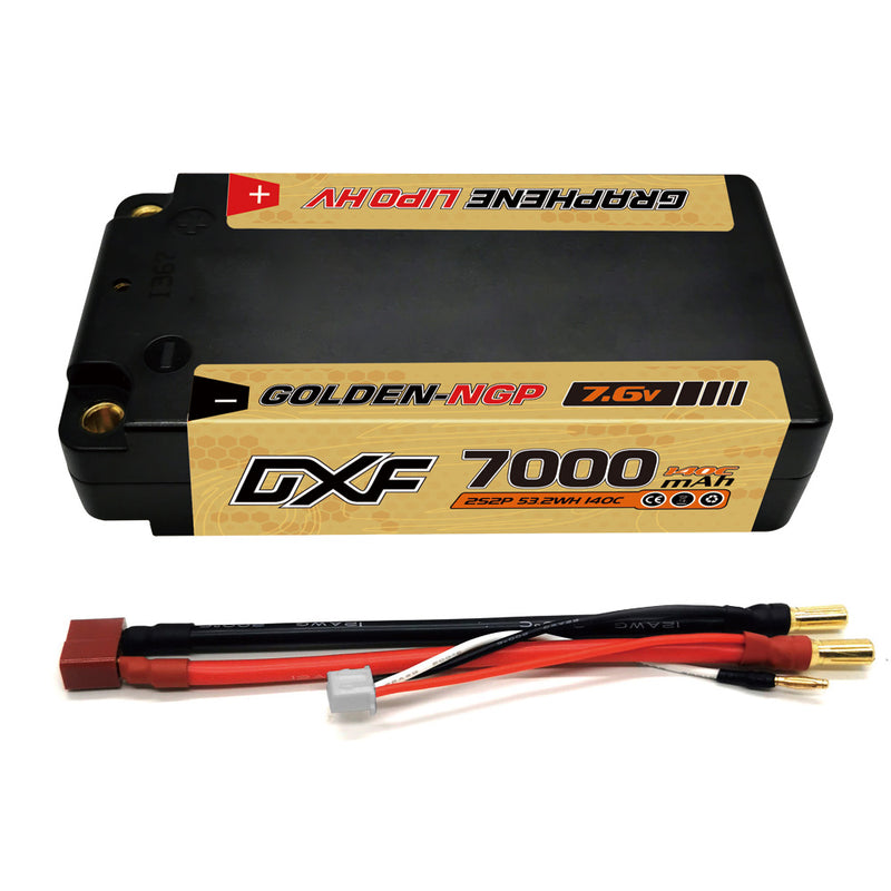 (JP)DXF 2S ショーティー リポバッテリー 7.6V 140C 7000mAh 4mm Tプラグ ハードケース 1/10 バギー トラギー オフロード ボート 車 トラック レーシング ヘリコプター用