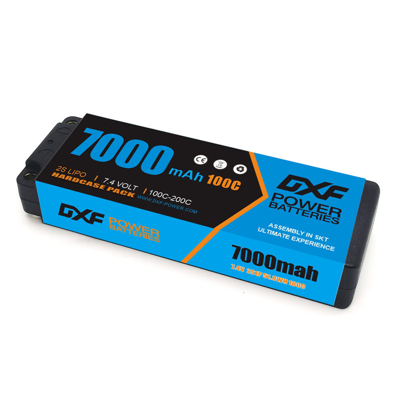 (CN) DXF 2S 7.4V Lipo Battery 100C 7000mAh with 4mm Bullet for RC 1/8 Vehicles Car Truck Tank Truggy Competition Racing Hobby