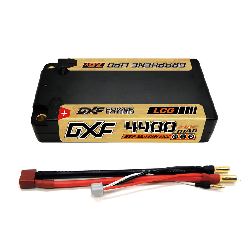 (FR)DXF 2S Shorty Lipo Battery 7.6V 140C 4400mAh 5mm T Plug Hardcase For 1/10 Buggy Truggy Offroad Boat Car Truck RACING Helicopter