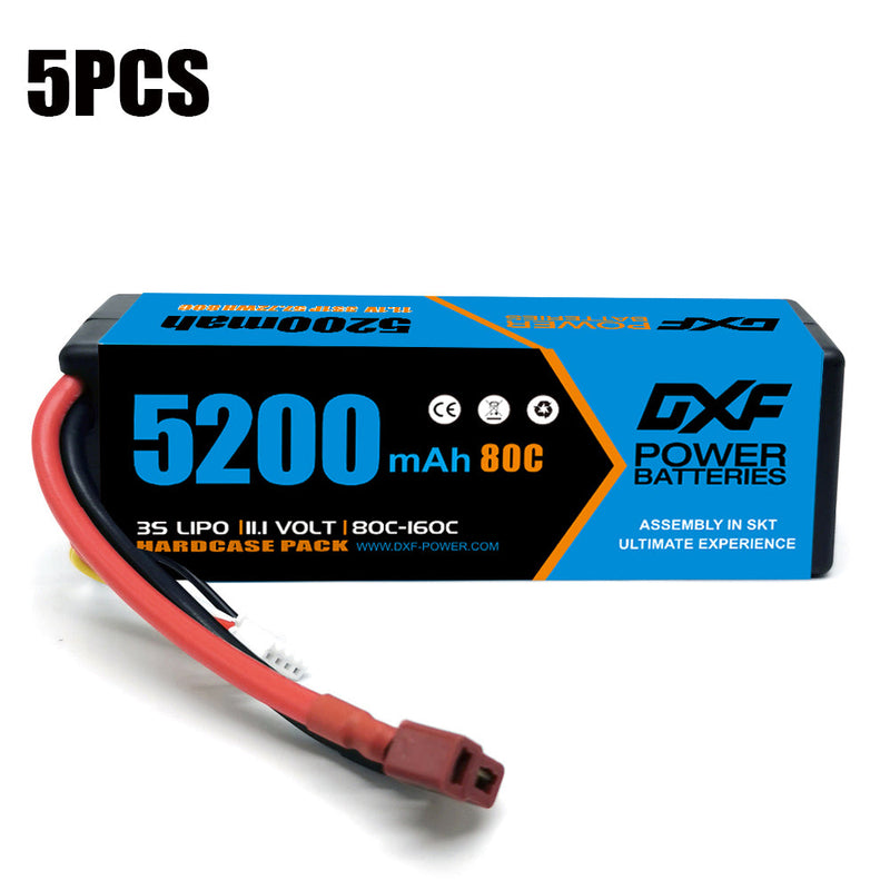 (EU)DXF Lipo Battery 3S 11.1V 5200MAH 80C Blue Series lipo Hardcase with EC5 Plug for Rc 1/8 1/10 Buggy Truck Car Off-Road Drone