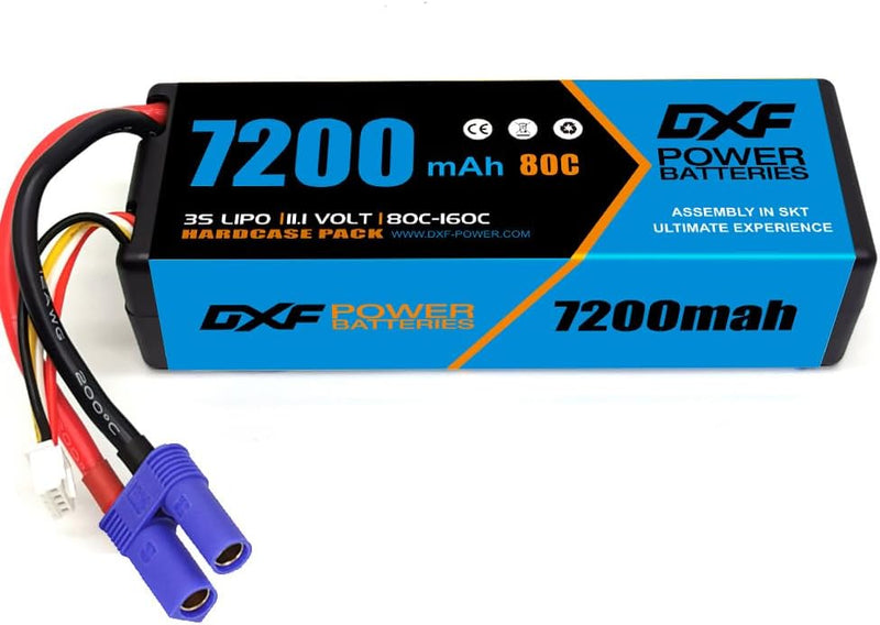 (FR)DXF Lipo Battery 3S 11.1V 7200MAH 80C Blue Series lipo Hardcase with EC5 Plug for Rc 1/8 1/10 Buggy Truck Car Off-Road Drone
