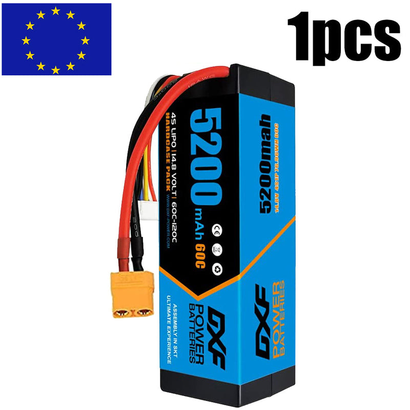 (EU)DXF Lipo Battery 4S 14.8V 5200MAH 60C  lipo Hardcase with  XT90 Plug for Rc 1/8 1/10 Buggy Truck Car Off-Road Drone