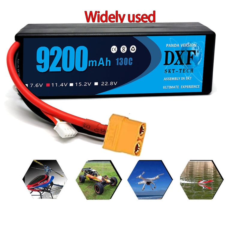 (PL)DXF Lipo Battery 3S 11.4V 9200MAH 130C Blue Series Graphene lipo Hardcase with XT90 Plug for Rc 1/8 1/10 Buggy Truck Car Off-Road Drone