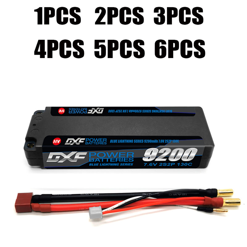 (GE) DXF 2S 7.6V Lipo Battery 130C 9200mAh with 5mm Bullet for RC 1/8 Vehicles Car Truck Tank Truggy Competition Racing Hobby