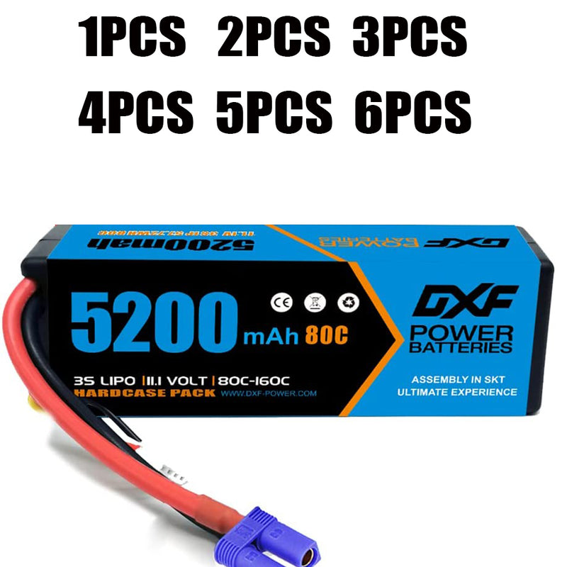 (UK)DXF Lipo Battery 3S 11.1V 5200MAH 80C Blue Series lipo Hardcase with EC5 Plug for Rc 1/8 1/10 Buggy Truck Car Off-Road Drone