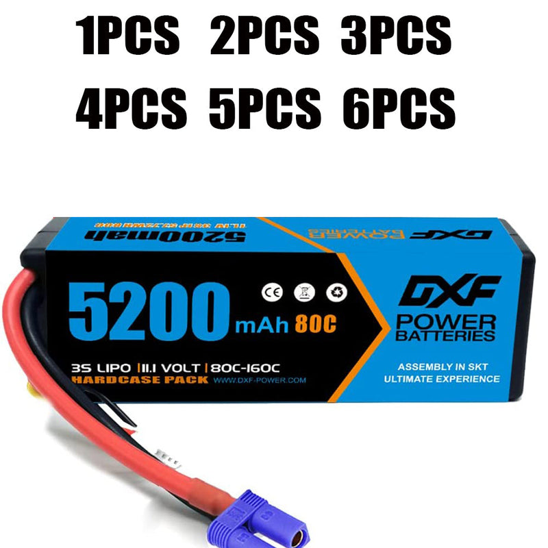 (CA)DXF Lipo Battery 3S 11.1V 5200MAH 80C Blue Series lipo Hardcase with EC5 Plug for Rc 1/8 1/10 Buggy Truck Car Off-Road Drone