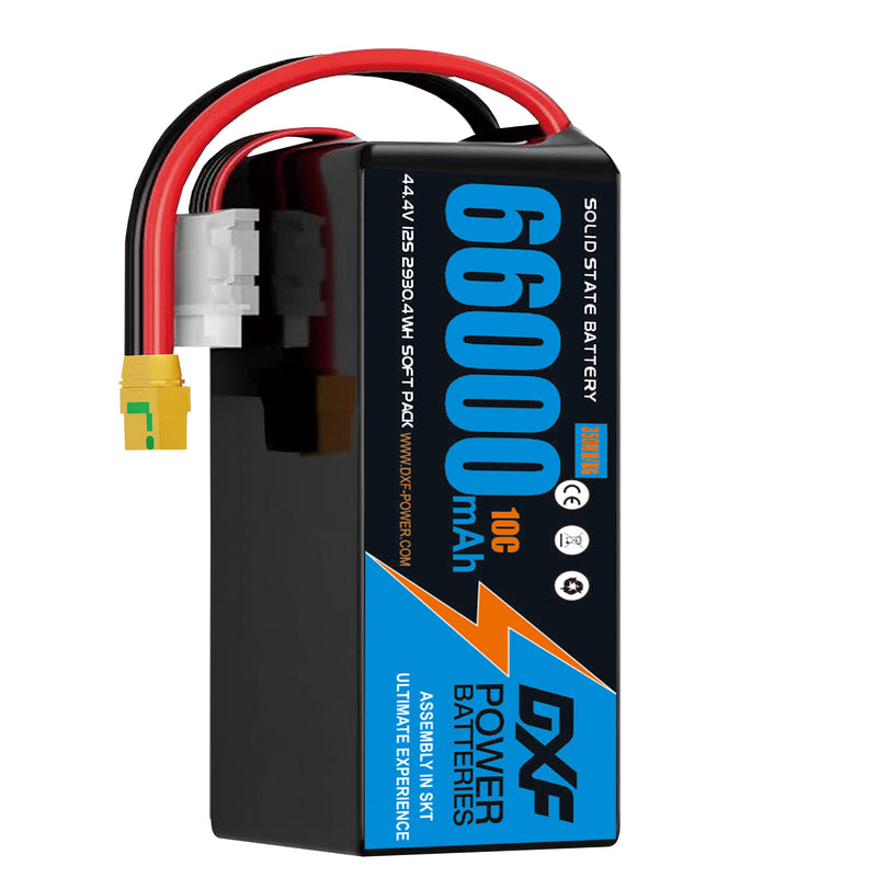 (CN)DXF 12S Lipo Battery 44.4V 10C 66000mAh Soft Case Battery  for Drone UAV FPV Car Truck Tank RC Semi solidstate Battery Racing Hobby