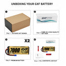DXF GOLD VERSION 4S 14.8V 7000mAh 100C Graphene Hardcase LiPo Battery with 10AWG EC5 Plug for RC Car Truck (1-6 Pack)