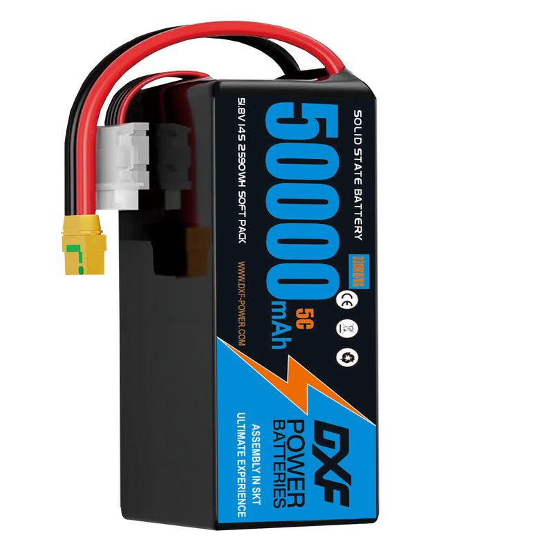 (CN)DXF 14S Lipo Battery 51.8V 10C 50000mAh Soft Case Battery  for Drone UAV FPV Car Truck Tank RC Semi solidstate Battery Racing Hobby